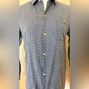 Cotton shirt long sleeves button front shirt navy blue plaid shirt 100% cotton